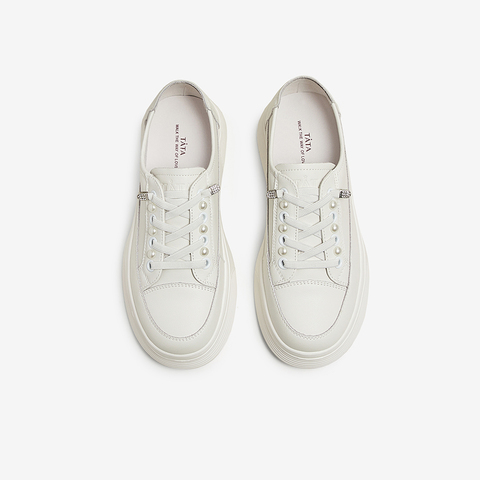 Tata/他她2024春商场同款时尚厚底小白鞋百搭女休闲鞋WJN08AM4