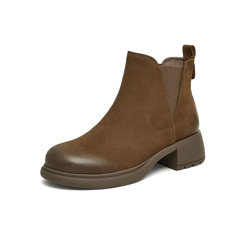 TATA/他她2024冬商场同款时尚休闲切尔西靴女新款7C842DD4