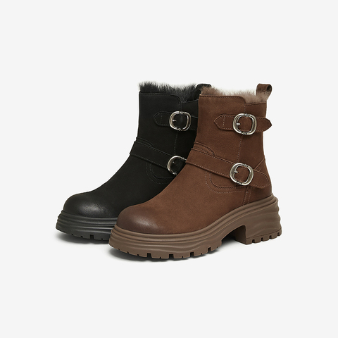 TATA/他她2024冬商场同款时尚休闲时装短靴女新款CZA02DD4