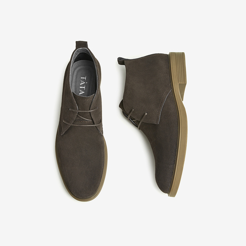 Tata/他她2024冬时尚简约百搭系带纯色低靴男新款VVX03DD4