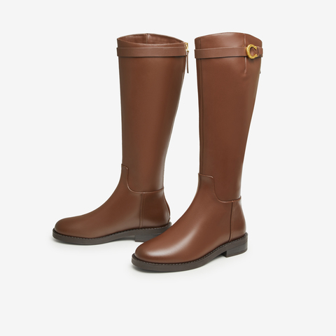 Tata/他她2024冬商场同款简约百搭高筒时装靴女新款7TG80DG4