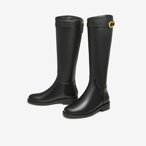 Tata/他她2024冬商场同款简约百搭高筒时装靴女新款7TG80DG4