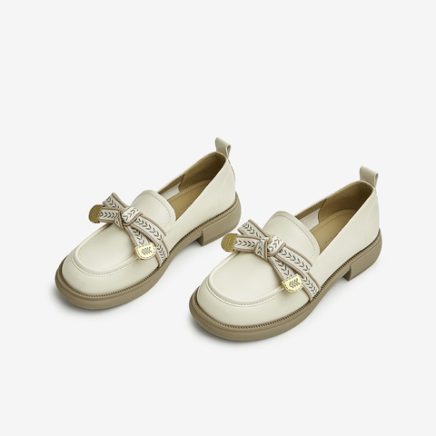 Tata/他她2024秋商场同款时尚甜美蝴蝶结百搭乐福鞋新WCPA1CA4