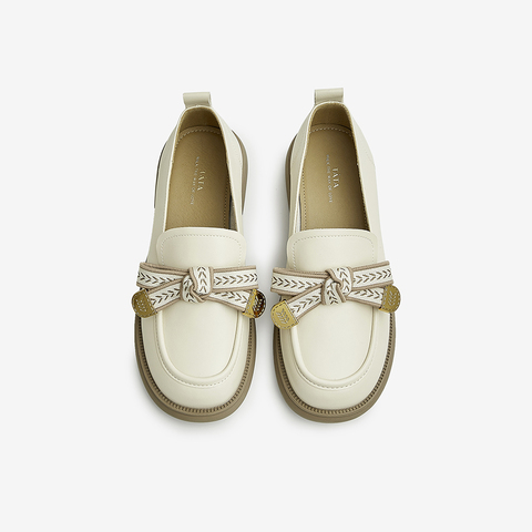 Tata/他她2024秋商场同款时尚甜美蝴蝶结百搭乐福鞋新WCPA1CA4