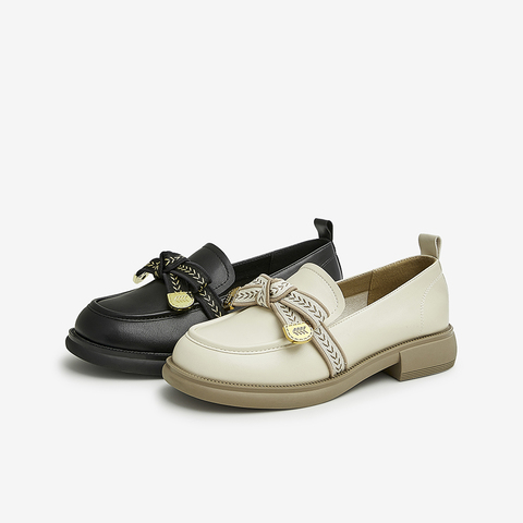 Tata/他她2024秋商场同款时尚甜美蝴蝶结百搭乐福鞋新WCPA1CA4