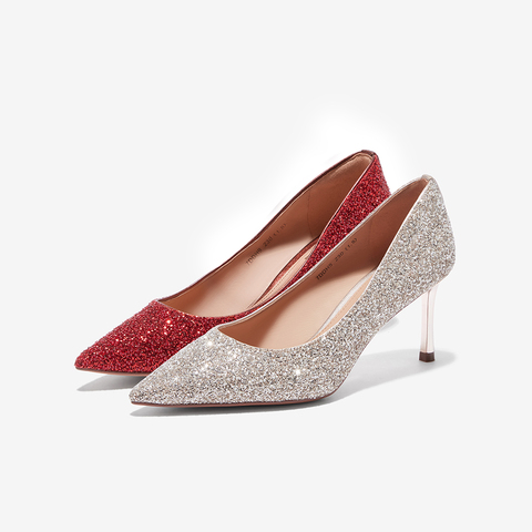 Tata/他她2024秋商场同款时尚尖头细高跟女浅口单鞋7DDH9CQ4