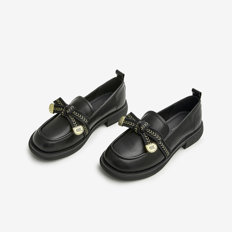 Tata/他她2024秋商场同款时尚甜美蝴蝶结百搭乐福鞋新WCPA1CA4