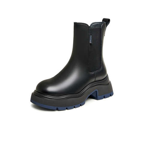 Tata/他她2024冬商场同款纯色百搭切尔西靴女新款WJZ01DZ4