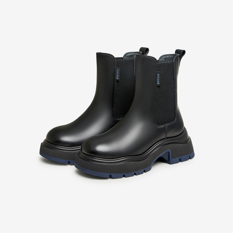 Tata/他她2024冬商场同款纯色百搭切尔西靴女新款WJZ01DZ4