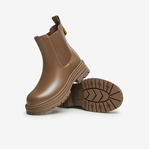 Tata/他她2024冬时尚简约经典厚底牛皮休闲切尔西靴新WAQA2DD4