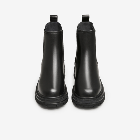 Tata/他她2024冬时尚简约经典厚底牛皮休闲切尔西靴新WAQA2DD4