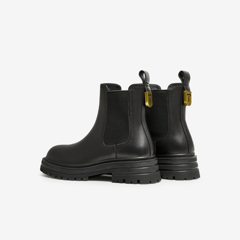 Tata/他她2024冬时尚简约经典厚底牛皮休闲切尔西靴新WAQA2DD4