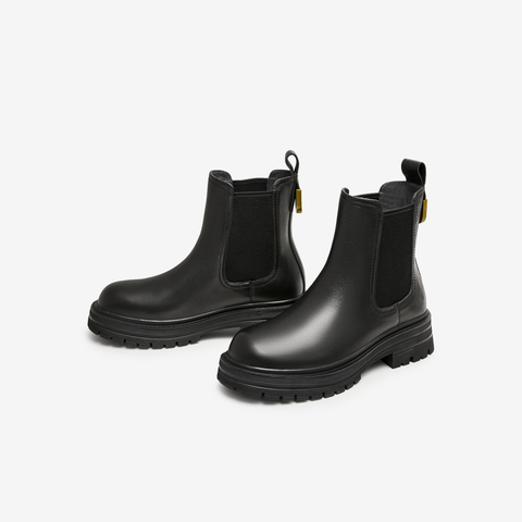 Tata/他她2024冬时尚简约经典厚底牛皮休闲切尔西靴新WAQA2DD4