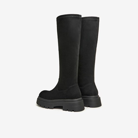 Tata/他她2024冬纯色潮流弹力靴时装靴女新款WD802DG4