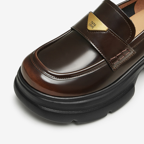 TATA/他她2025春时尚简约休闲圆头女乐福鞋新款7OL29AA5