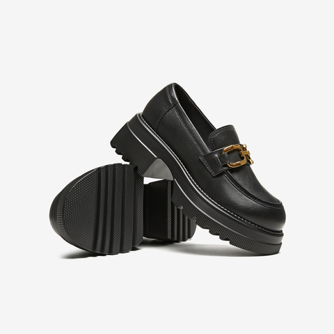 TATA/他她2024春时尚简约休闲圆头女乐福鞋GOK02AA4