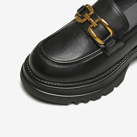 TATA/他她2024春时尚简约休闲圆头女乐福鞋GOK02AA4