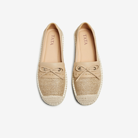 TATA/他她2025春蝴蝶结渔夫鞋女一脚蹬单鞋新款UPJ01AA5