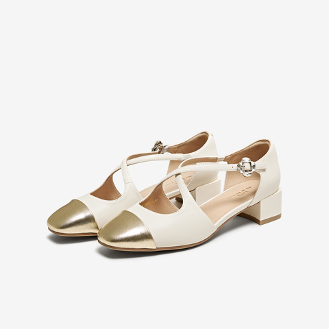 TATA/他她2025夏时尚复古拼色玛丽珍鞋女单鞋新款USE01BK5