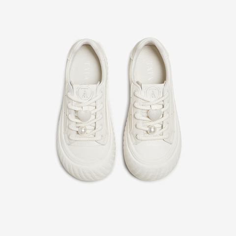 TATA/他她2025秋商场同款时尚休闲厚底女板鞋新款CT702CM5