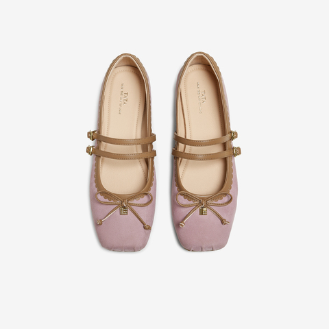 TATA/他她2025秋商场同款时尚蝴蝶结玛丽珍鞋女新款YRT03CQ5