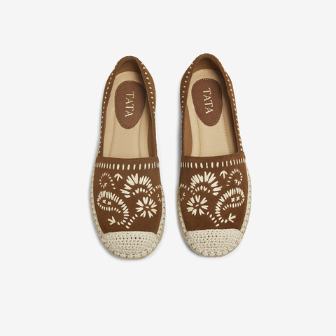 TATA/他她2025秋时尚简约休闲圆头女渔夫鞋新款7E330CA5