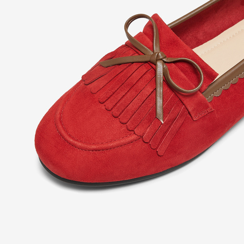 TATA/他她2025秋商场同款时尚休闲圆头女乐福鞋新款YVT01CQ5