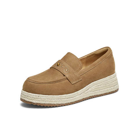 TATA/他她2025秋商场同款时尚休闲圆头女乐福鞋新款UUZ01CA5