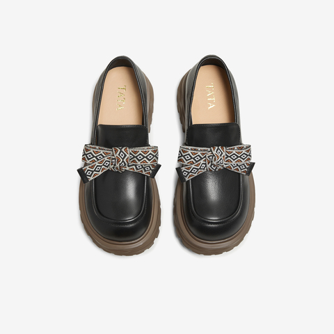 TATA/他她2025秋时尚休闲女蝴蝶结乐福鞋新款CG501CA5