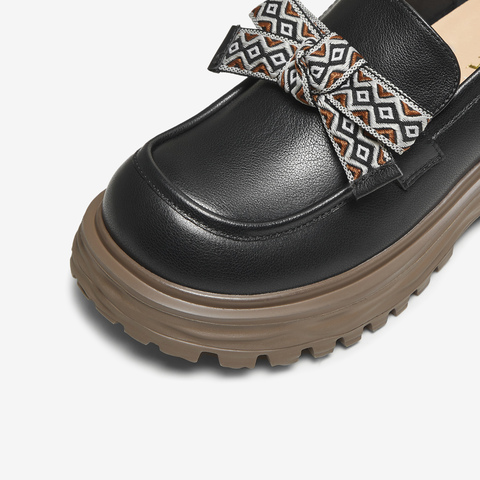 TATA/他她2025秋时尚休闲女蝴蝶结乐福鞋新款CG501CA5