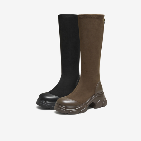 TATA/他她2025冬时尚休闲女靴百搭弹力瘦瘦靴新款CEG06DG5