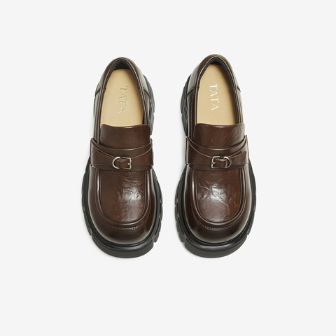 TATA/他她2025秋商场同款时尚简约休闲女乐福鞋新款CHY06CA5