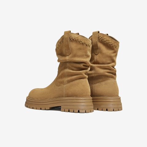 TATA/他她2025冬日常时尚休闲西部靴新款CHT01DS5