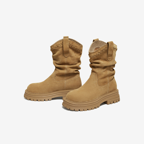 TATA/他她2025冬日常时尚休闲西部靴新款CHT01DS5