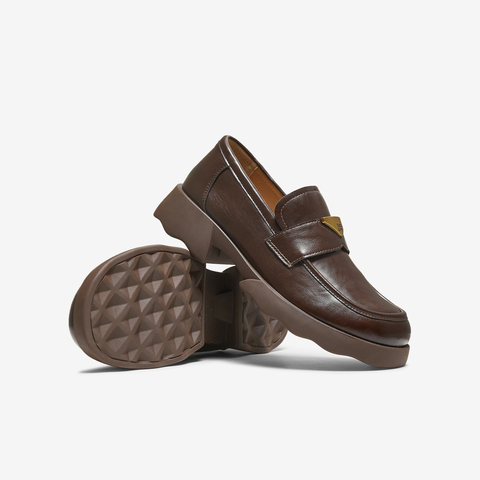 TATA/他她2025秋时尚简约休闲圆头女乐福鞋新款CWK02CA5