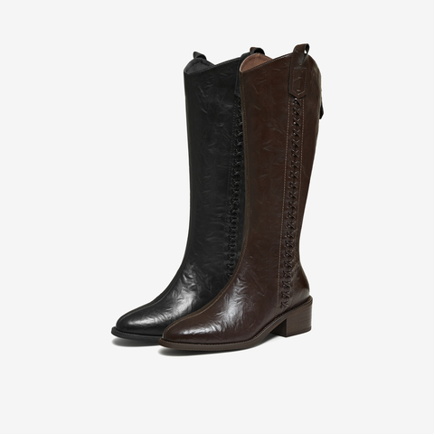 TATA/他她2025冬商场同款女时尚休闲西部靴新款UWL01DG5