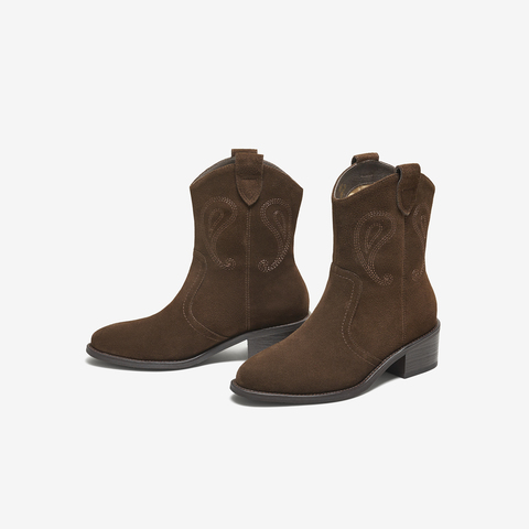 TATA/他她2025冬商场同款复古女时尚休闲西部靴新款UVW01DZ5