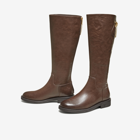 TATA/他她2025冬商场同款百搭时尚简约女骑士靴新款7TGA9DG5