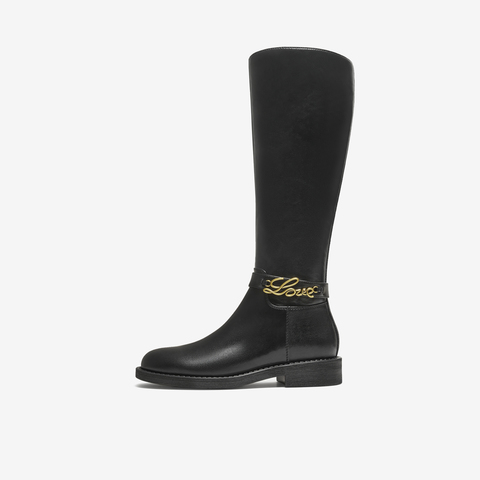 TATA/他她2025冬商场同款复古女时尚休闲骑士靴新款7TGB5DG5