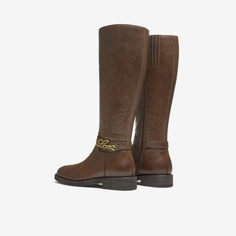 TATA/他她2025冬商场同款复古女时尚休闲骑士靴新款7TGB5DG5