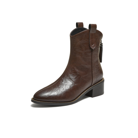 TATA/他她2025冬商场同款复古女时尚休闲西部靴新款UVF01DZ5