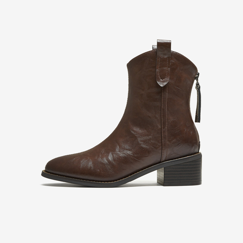 TATA/他她2025冬商场同款复古女时尚休闲西部靴新款UVF01DZ5