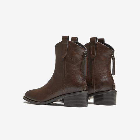 TATA/他她2025冬商场同款复古女时尚休闲西部靴新款UVF01DZ5