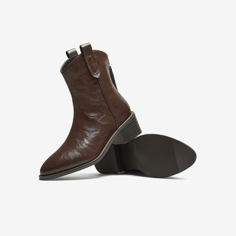 TATA/他她2025冬商场同款复古女时尚休闲西部靴新款UVF01DZ5