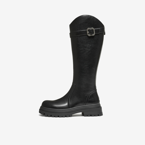 TATA/他她2025冬时尚百搭通勤女骑士靴新款7D283DG5