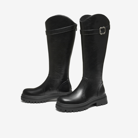 TATA/他她2025冬时尚百搭通勤女骑士靴新款7D283DG5