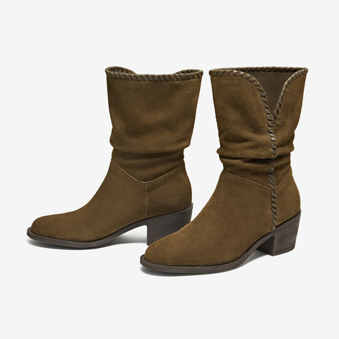 TATA/他她2025冬商场同款女日常时尚休闲西部靴新款NWU01DS5