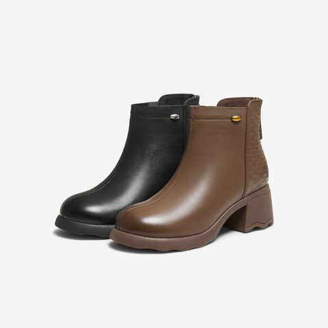 TATA/他她2025冬商场同款休闲百搭女时尚短靴新款CF901DD5