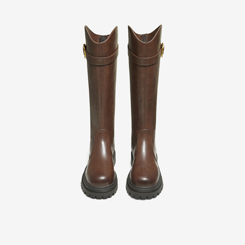 TATA/他她2025冬时尚百搭通勤女骑士靴新款7D283DG5