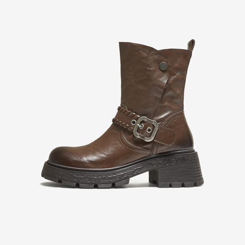 TATA/他她2025冬百搭通勤时装靴女休闲中靴新款UWQ01DZ5